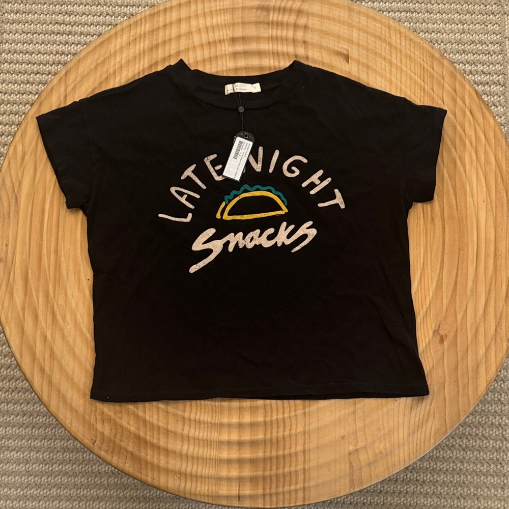 Black 'Late Night Snacks' Graphic Short Sleeve Tee